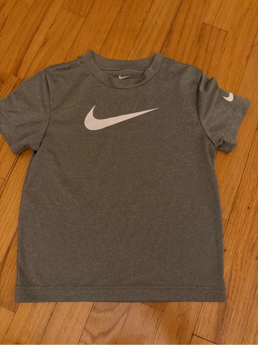 Nike Gray Tee with White Swoosh - Kids Short Sleeve boys 7